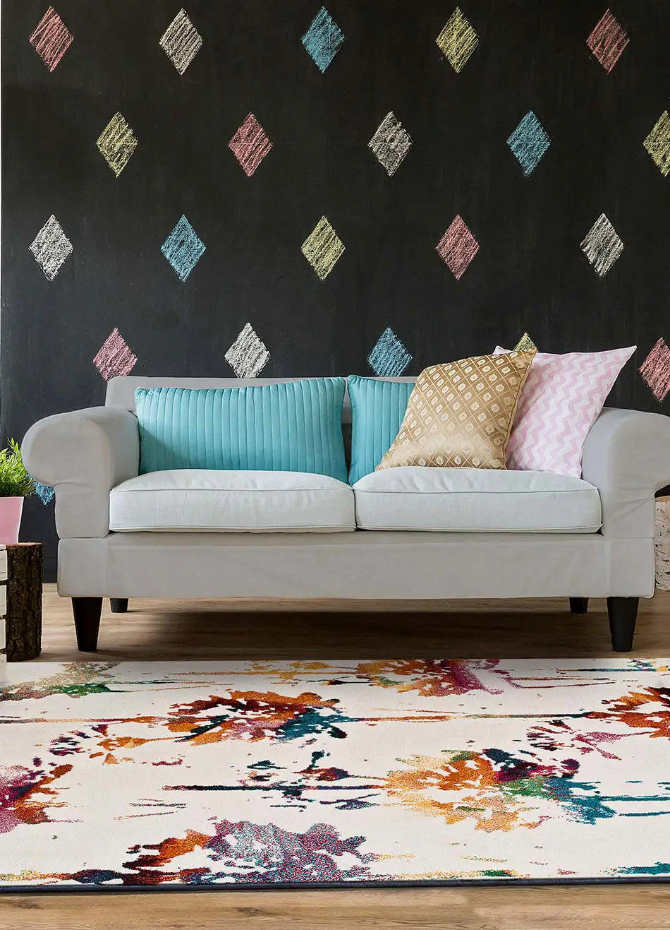 Thumbnail - Atticgo Kurzflorteppich, Mehrfarbig, Textil, Abstrakt, Rechteckig, 60x120 cm, Oeko-Tex® Standard 100, antistatisch, für ...