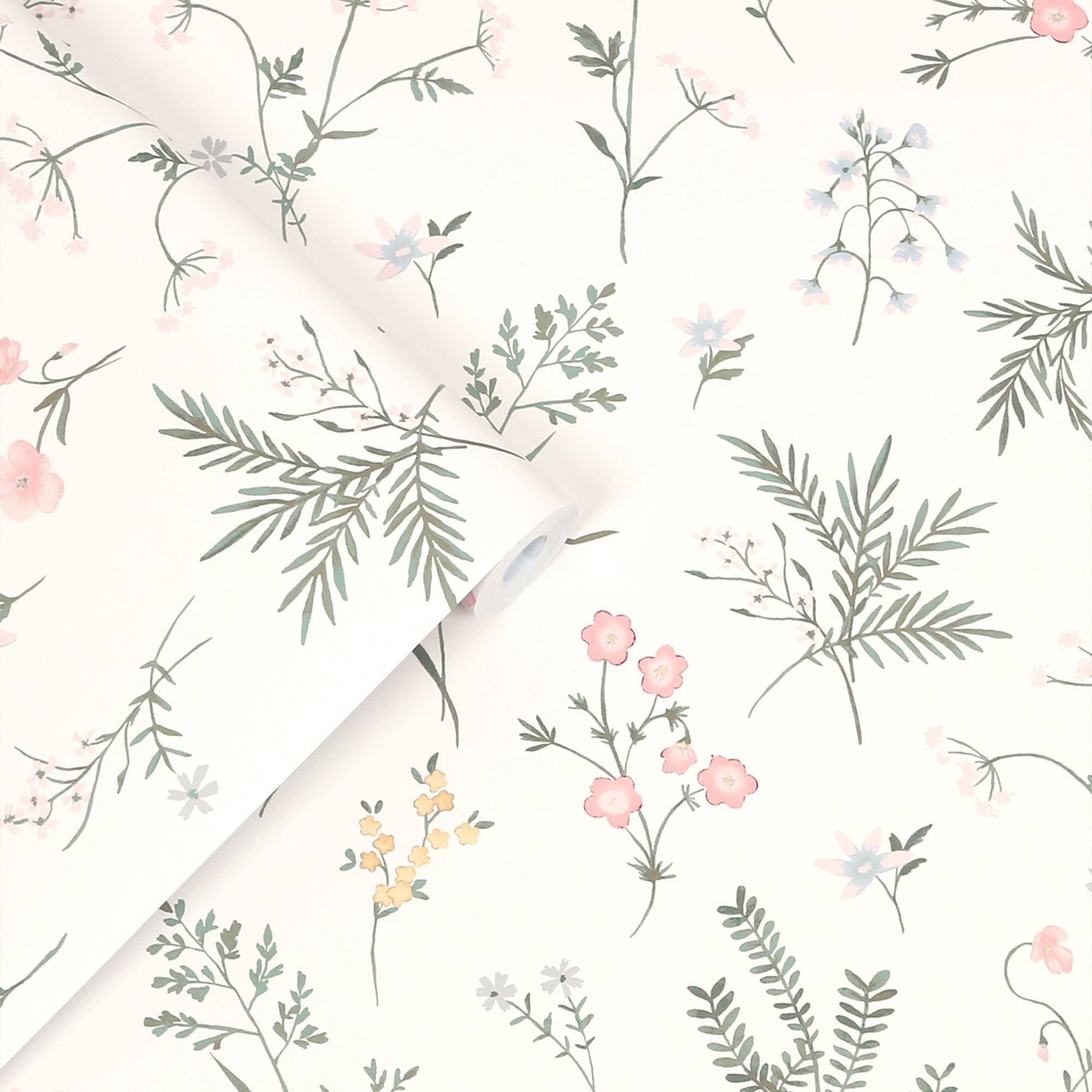 VLIESTAPETE Crosswell Coral Pink | Off-white Green | Blumen & Pflanzen | 10mx52cm - Pink, Papier/Kunststoff (52/1000cm) - Graham & Brown