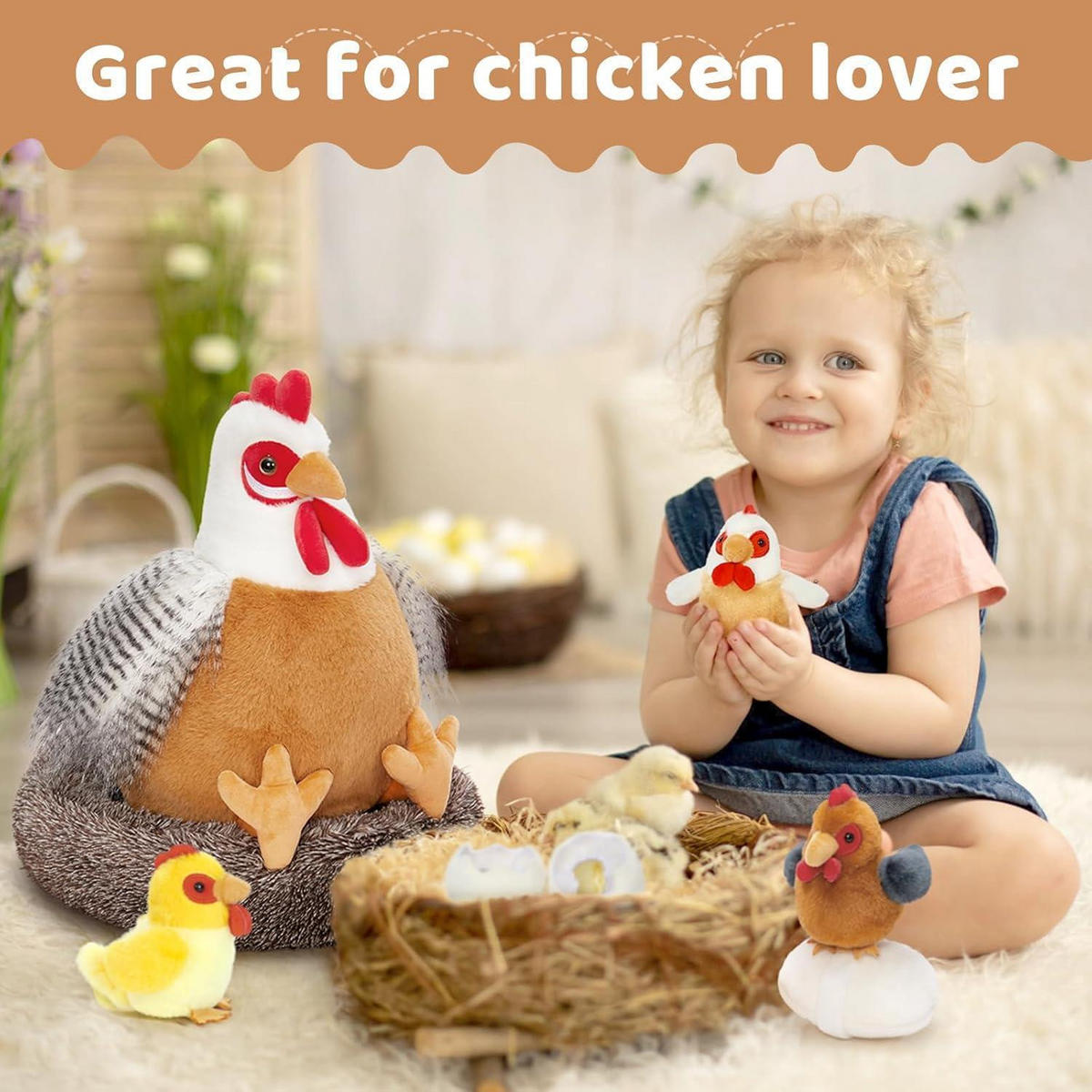 STOFFTIER 8-teiliges Set Huhn mit Küken und Eiern 35 cm - Multicolor, Textil (30/35cm)