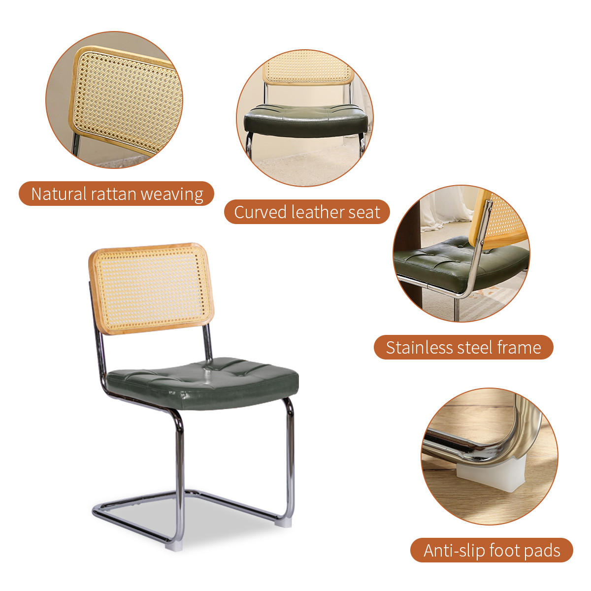SCHWINGSTUHL DE-36904 2er-Set mit Kunstlederbezug und Rattan-Rückenlehne Grün - Grün, Metall (46.4/84.6/53cm) - ComfortXL