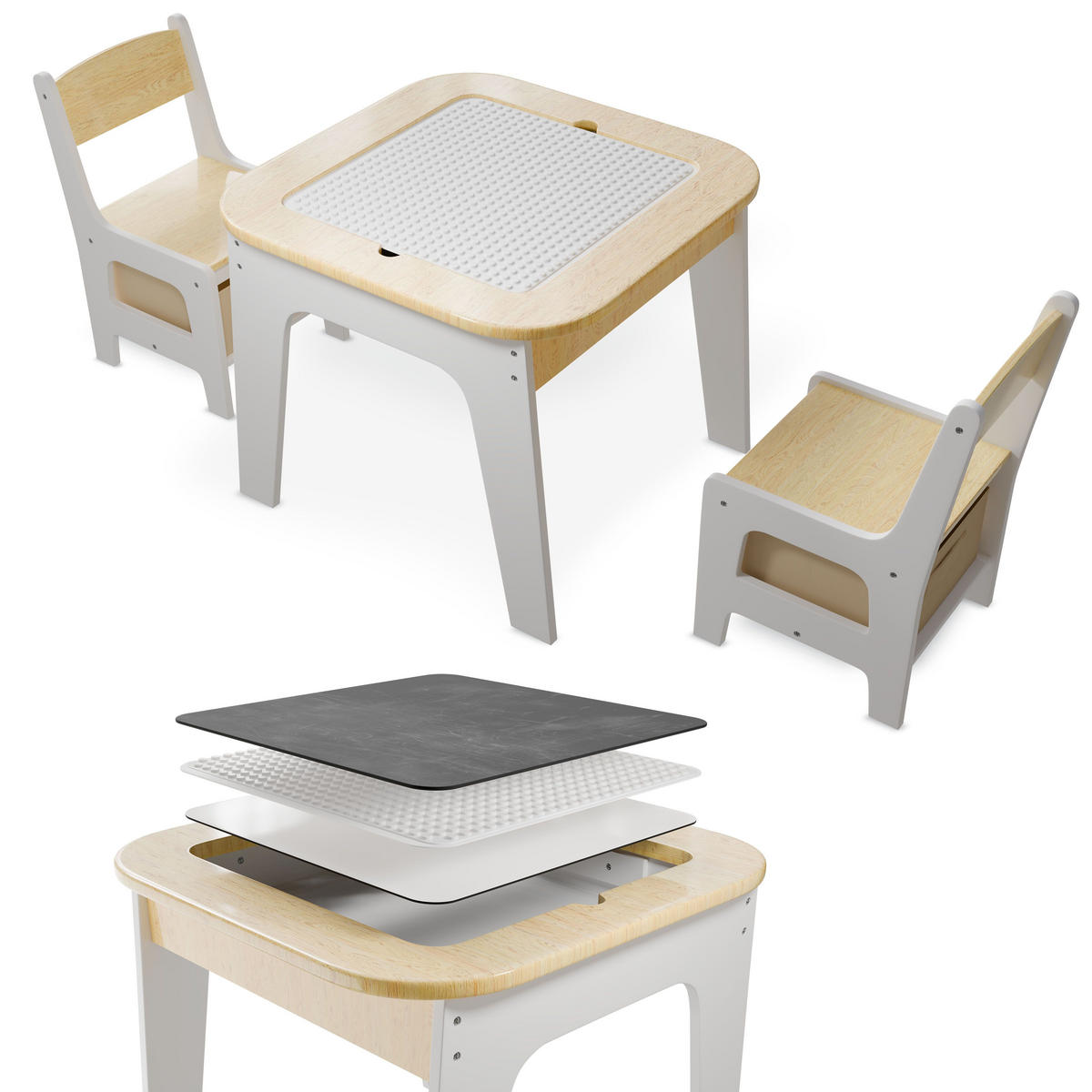 KINDERSITZGRUPPE Milou natur - Naturfarben, Holz (60/50/60cm) - Juskys