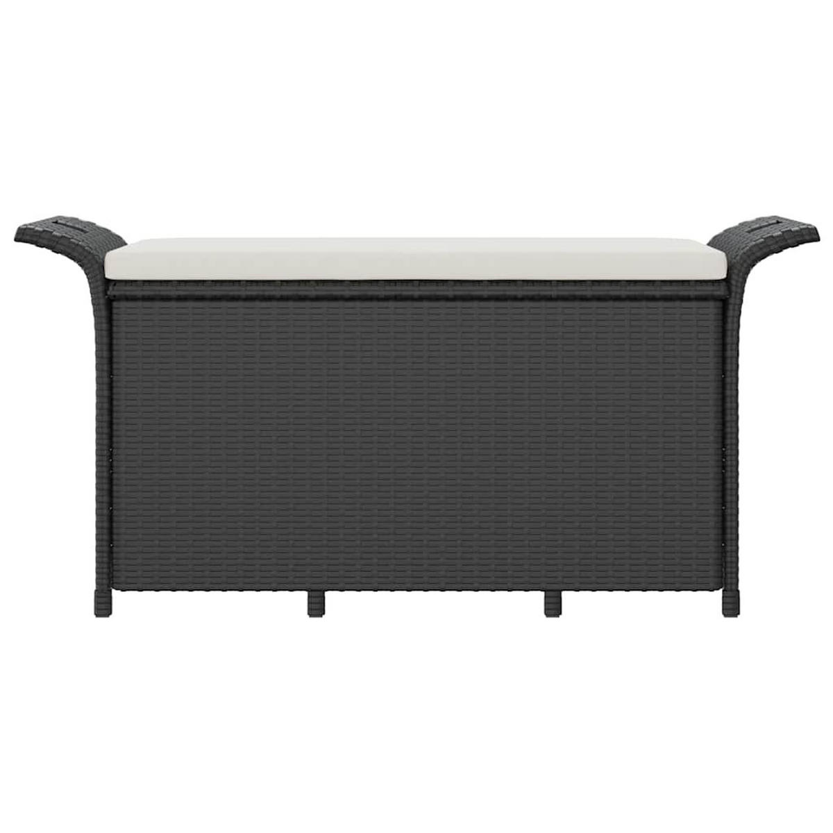 GARTENBANK mit Kissen Schwarz 116x46x57 cm Poly Rattan - Schwarz, Kunststoff (116/57/46cm) - furnicato