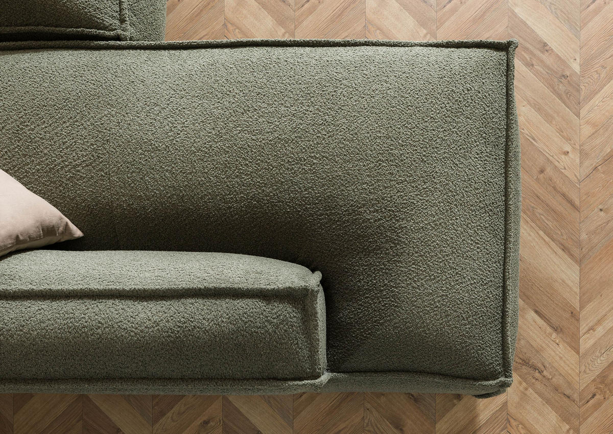 ECKSOFA inkl. Hocker 195x220x79 Polyester grün RAVENNA - Grün, Kunststoff (195/220cm) - Massivmoebel24