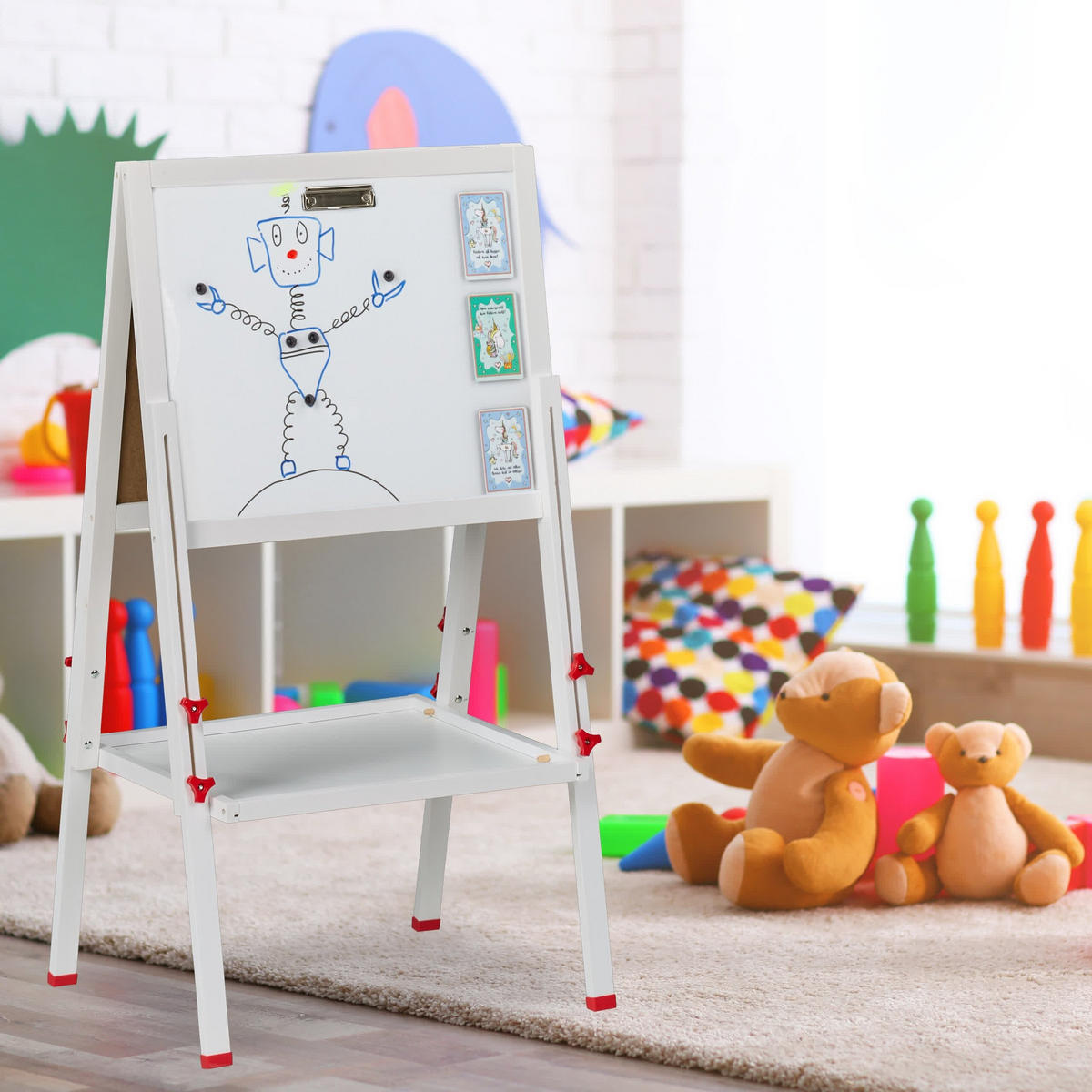 KINDERSTANDTAFEL - Weiß, Holz/Holzwerkstoff (45/104/42cm) - Relaxdays