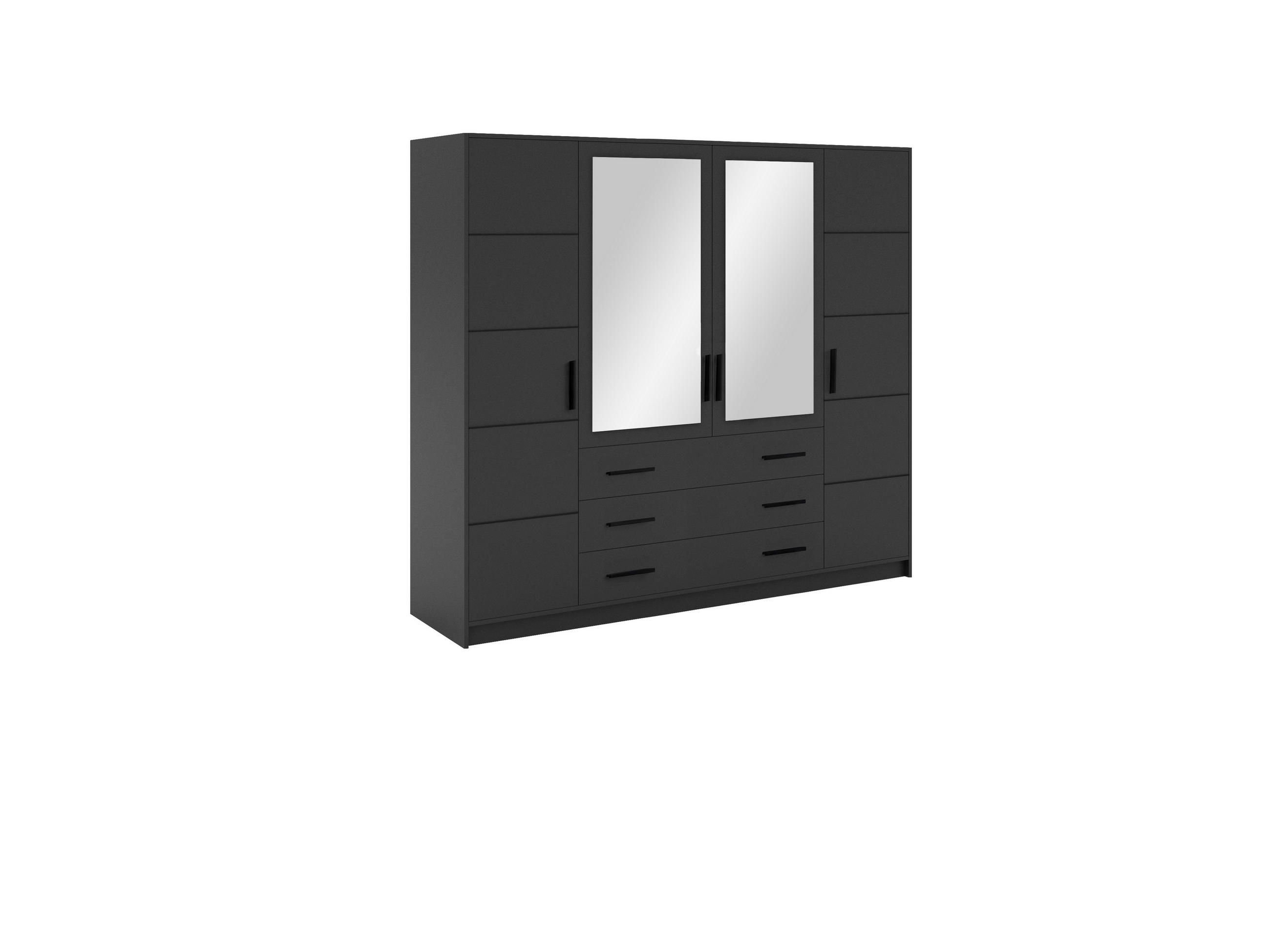 DREHTÜRENSCHRANK ELISE 240/200/57,5 cm 4-türig mit Spiegel Graphitfarben - Graphitfarben, Holzwerkstoff (240/200/57.5cm) - MASSENO