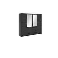 DREHTÜRENSCHRANK ELISE 240/200/57,5 cm 4-türig mit Spiegel Graphitfarben - Graphitfarben, Holzwerkstoff (240/200/57.5cm) - MASSENO