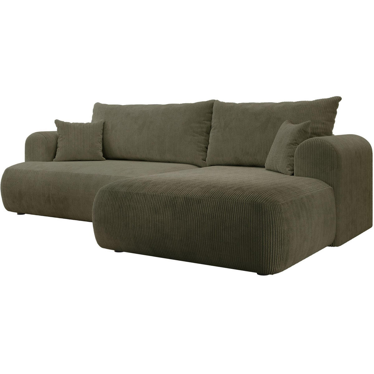 ECKSOFA Ovo Cord mit Cordbezug Olivgrün, rechts - Schwarz/Olivgrün, Textil (165/260cm) - Selsey