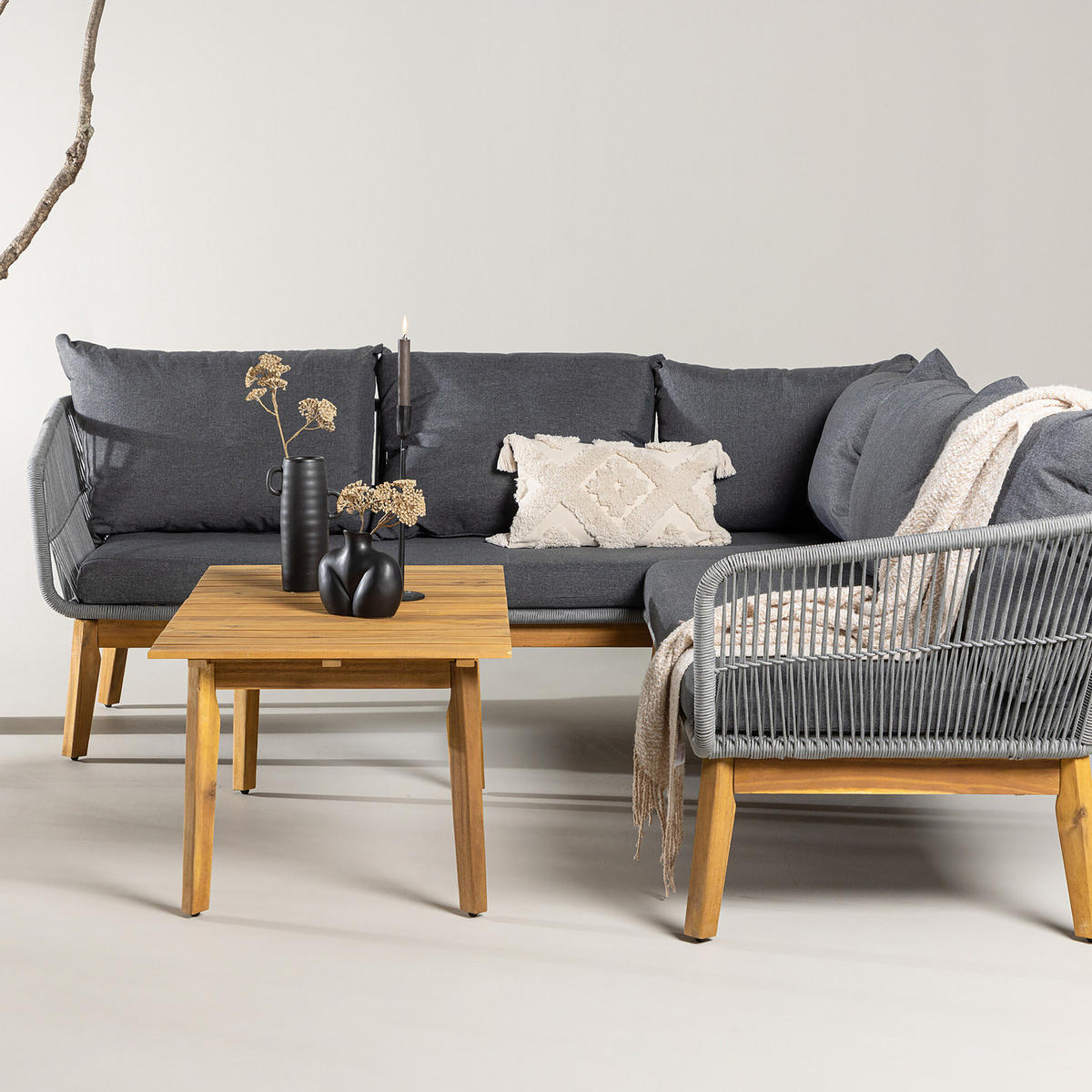 LOUNGESET - 2-teilig - Grau, Textil - home24