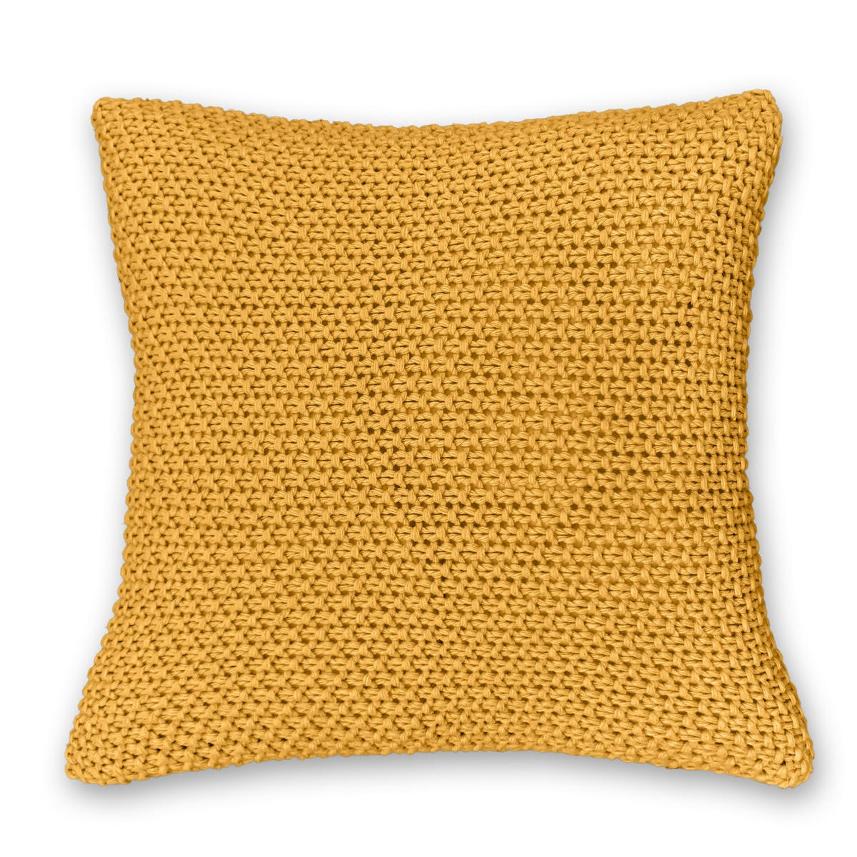KISSENHÜLLE Strick gelb 45/45 cm mit Reißverschluss - Gelb, Textil (45/45cm) - wometo