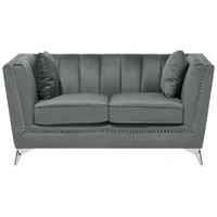2-SITZER-SOFA Samtstoff Grau Gaula - Grau, Textil (160/77/80cm) - Beliani