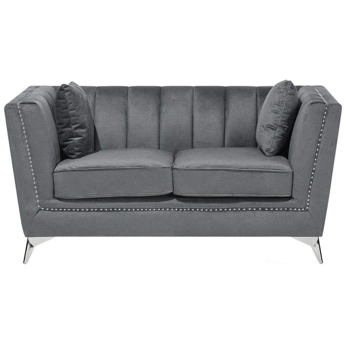 2-SITZER-SOFA Samtstoff Grau Gaula - Grau, Textil (160/77/80cm) - Beliani