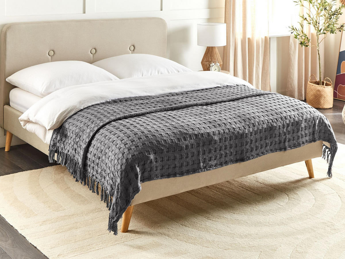 TAGESDECKE Grau 200 x 220 cm Bere - Grau, Textil (200/220cm) - Beliani