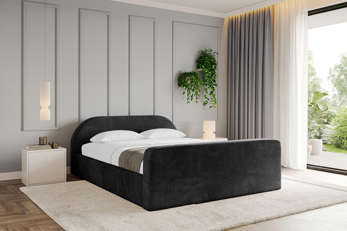POLSTERBETT mit Bettkasten, Fußteil und Lattenrost, Boxbett ohne Matratze - TIVON-Z-V1 180x200 Schwarz - Schwarz, Holzwerkstoff/Textil (180/200cm) - ALTDECOR