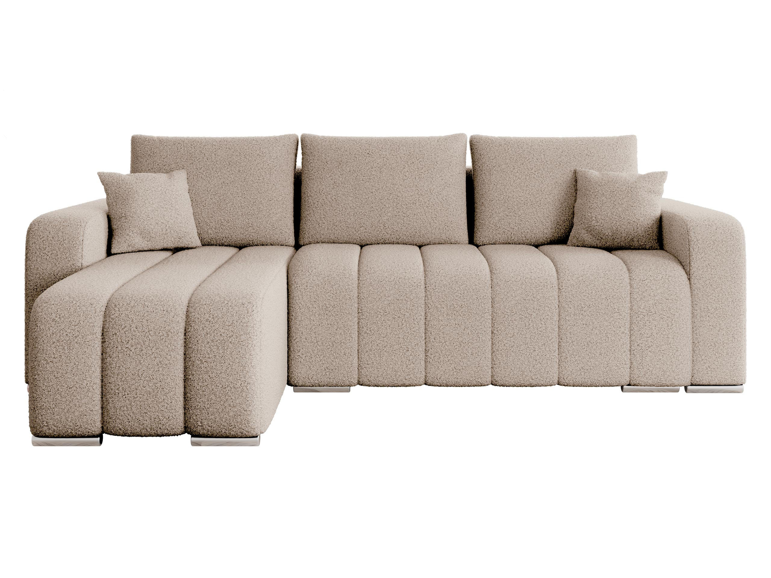 ECKSOFA Pufetto Boucle - Beige/Silberfarben, Holz/Textil (244/147cm) - MIRJAN24