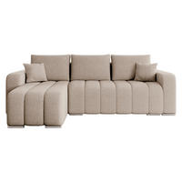 ECKSOFA Pufetto Boucle - Beige/Silberfarben, Holz/Textil (244/147cm) - MIRJAN24