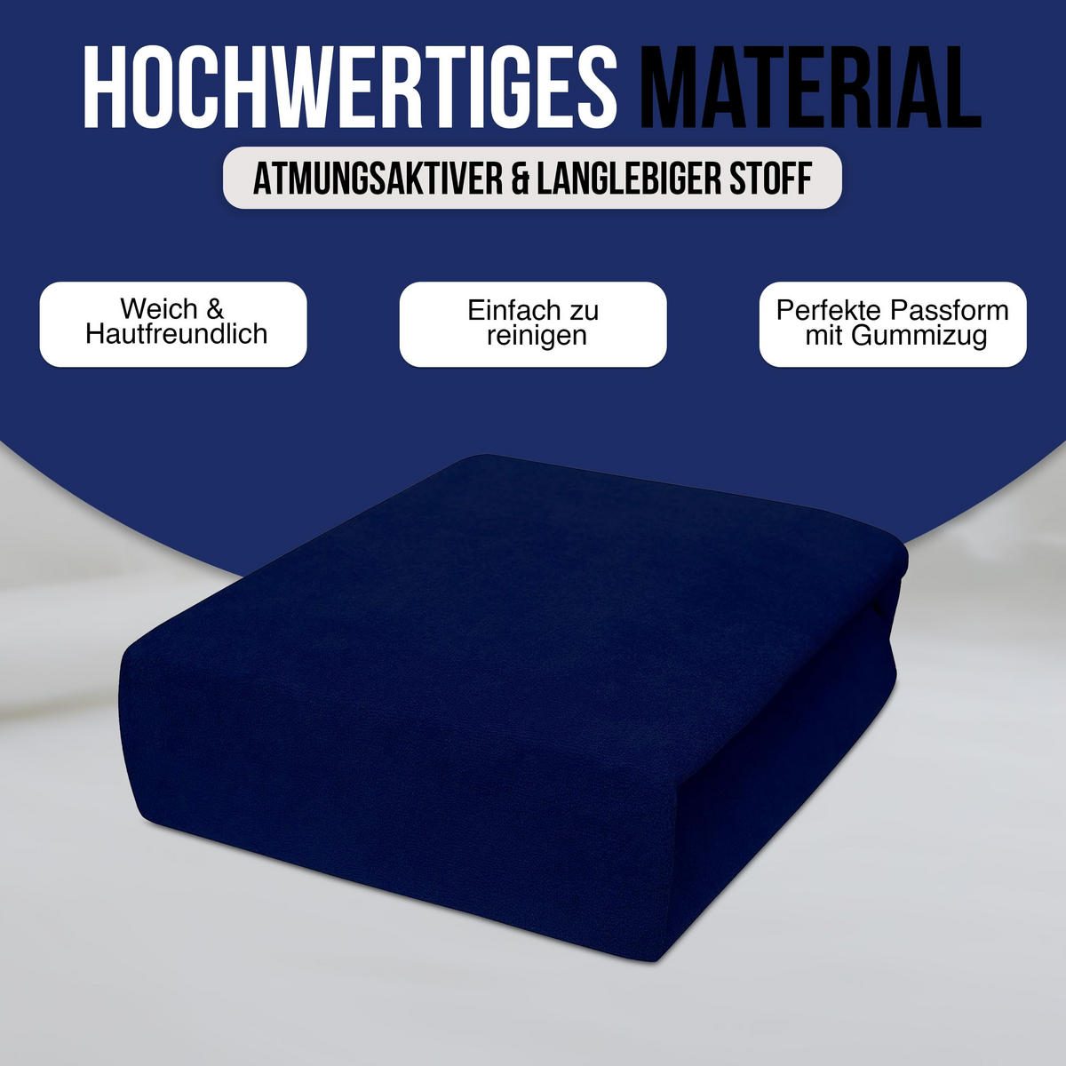 SPANNBETTLAKEN 90/200 cm, Jersey Elastisch 100 % Baumwolle Marinenblau - Blau, Textil (90/200cm) - Best For Home