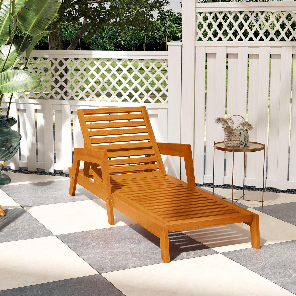SONNENLIEGE aus Massivholz, verstellbare Gartenliege für Terrasse und Balkon, 66 x 190 x 73,5 cm, Orange - Orange, Holz (190/73.5/66cm)