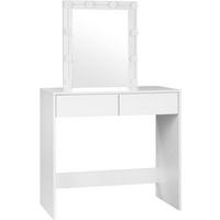 SCHMINKTISCH mit Beleuchtung Spiegel, 80x132,5x39,5 cm, Weiß - Weiß, Holzwerkstoff (80/132.5/39.5cm) - Woltu