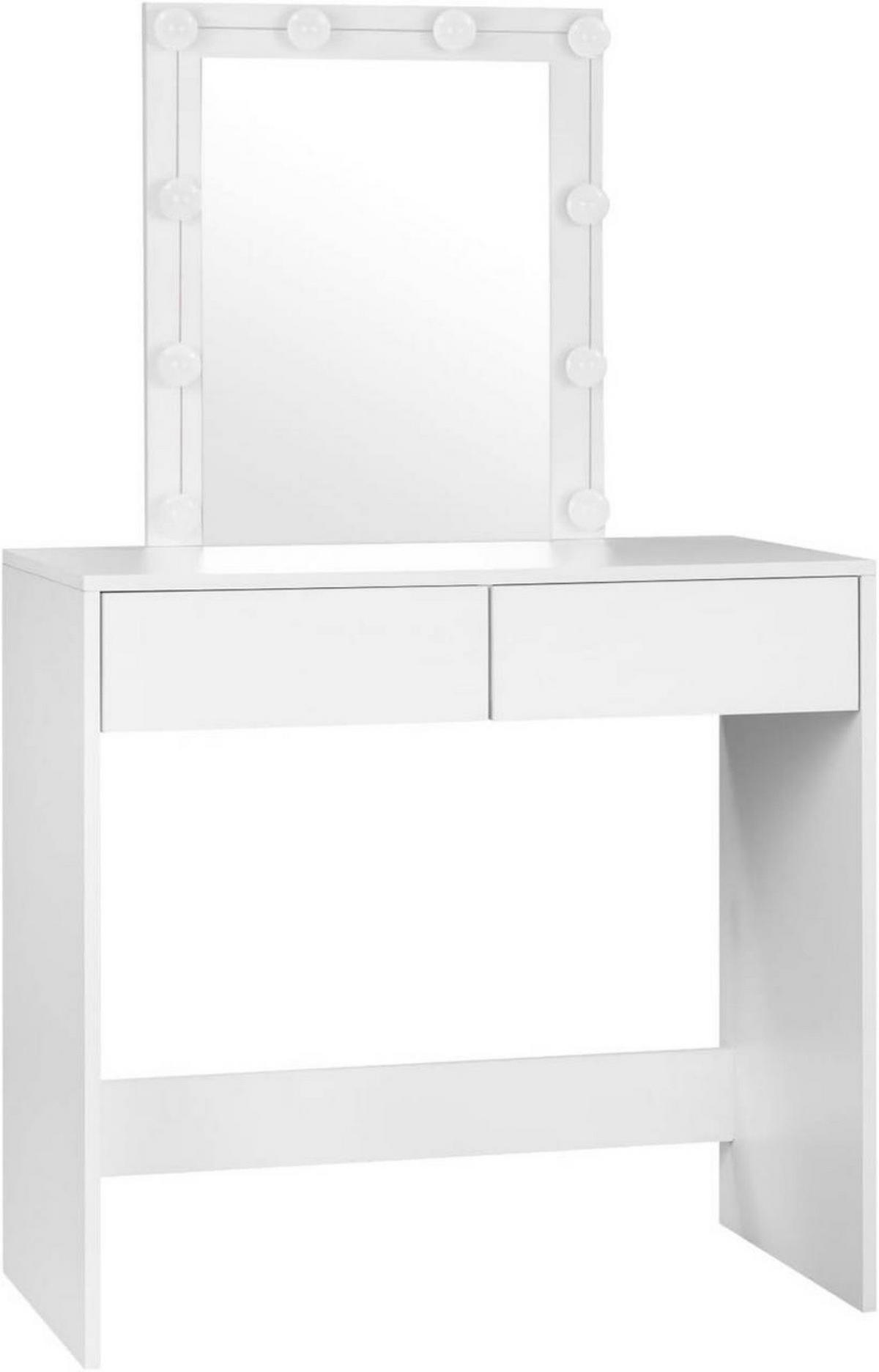SCHMINKTISCH mit Beleuchtung Spiegel, 80x132,5x39,5 cm, Weiß - Weiß, Holzwerkstoff (80/132.5/39.5cm) - Woltu