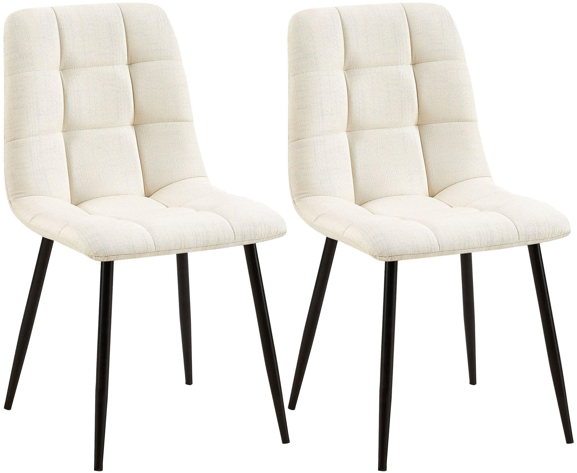 MATSTOL Tilde, set om 2 - Cremefärgad/Svart, Textil/Metall (45/84/55cm) - CLP