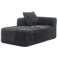 CHAISELONGUE Sofa Chenille mit Seitentaschen und Kissen 158/90/60 cm Schwarz - Schwarz, Textil (60/158/90cm) - Redom