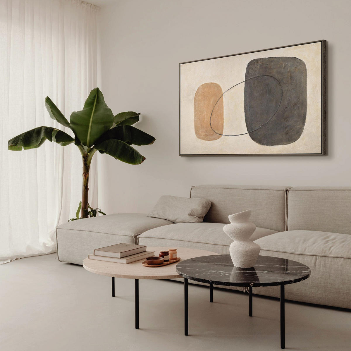 GEMÄLDE Ausgewogenheit der Kontraste Schattenfugenrahmen Eichefarben 120x80 cm - Eichefarben, Holz (120/80cm) - YS-art gallery