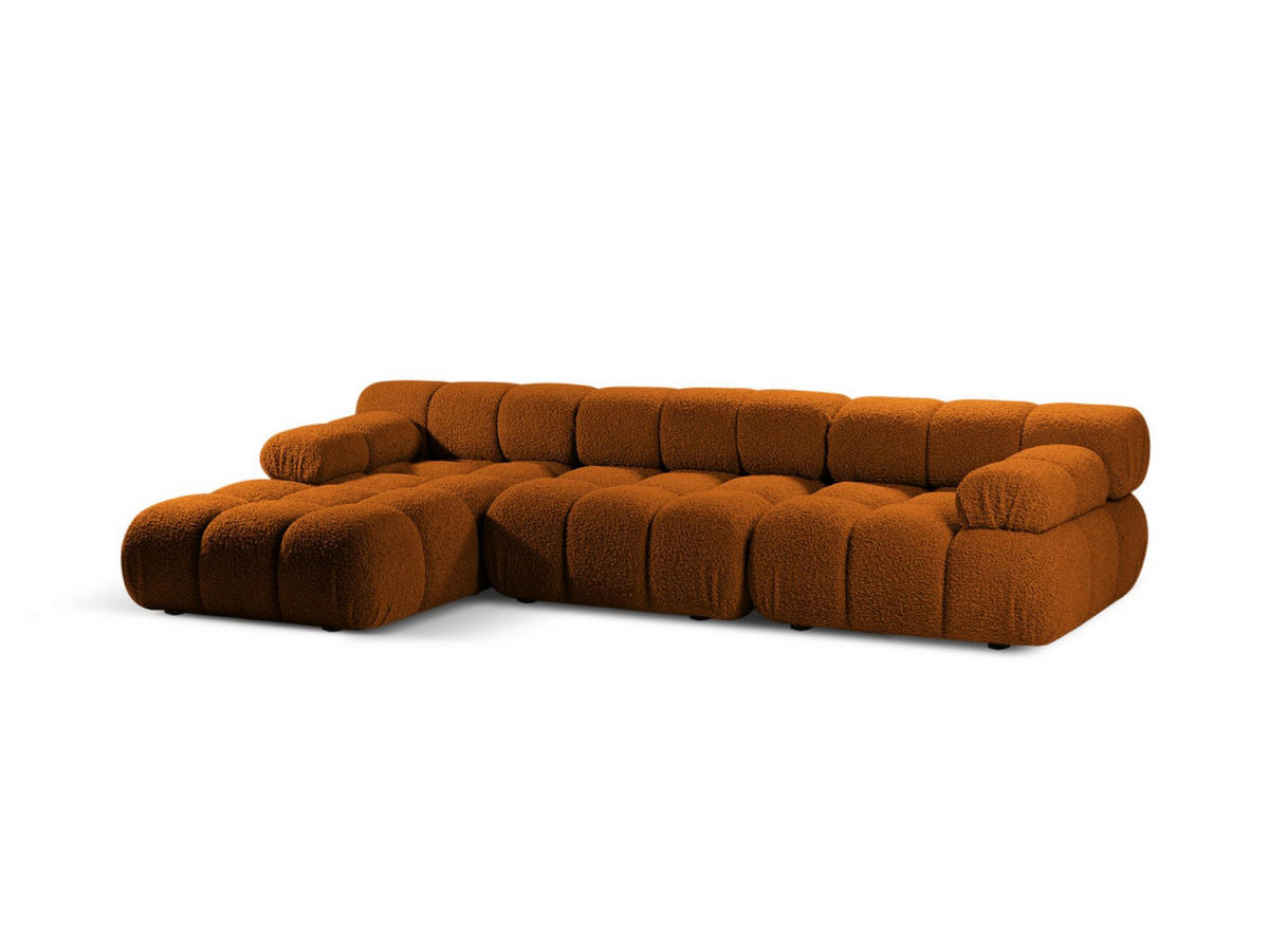 ECKSOFA modular links Bellis aus Boucle ziegelrot 4 Sitzplätze - Orange, Textil (155/282cm) - Micadoni