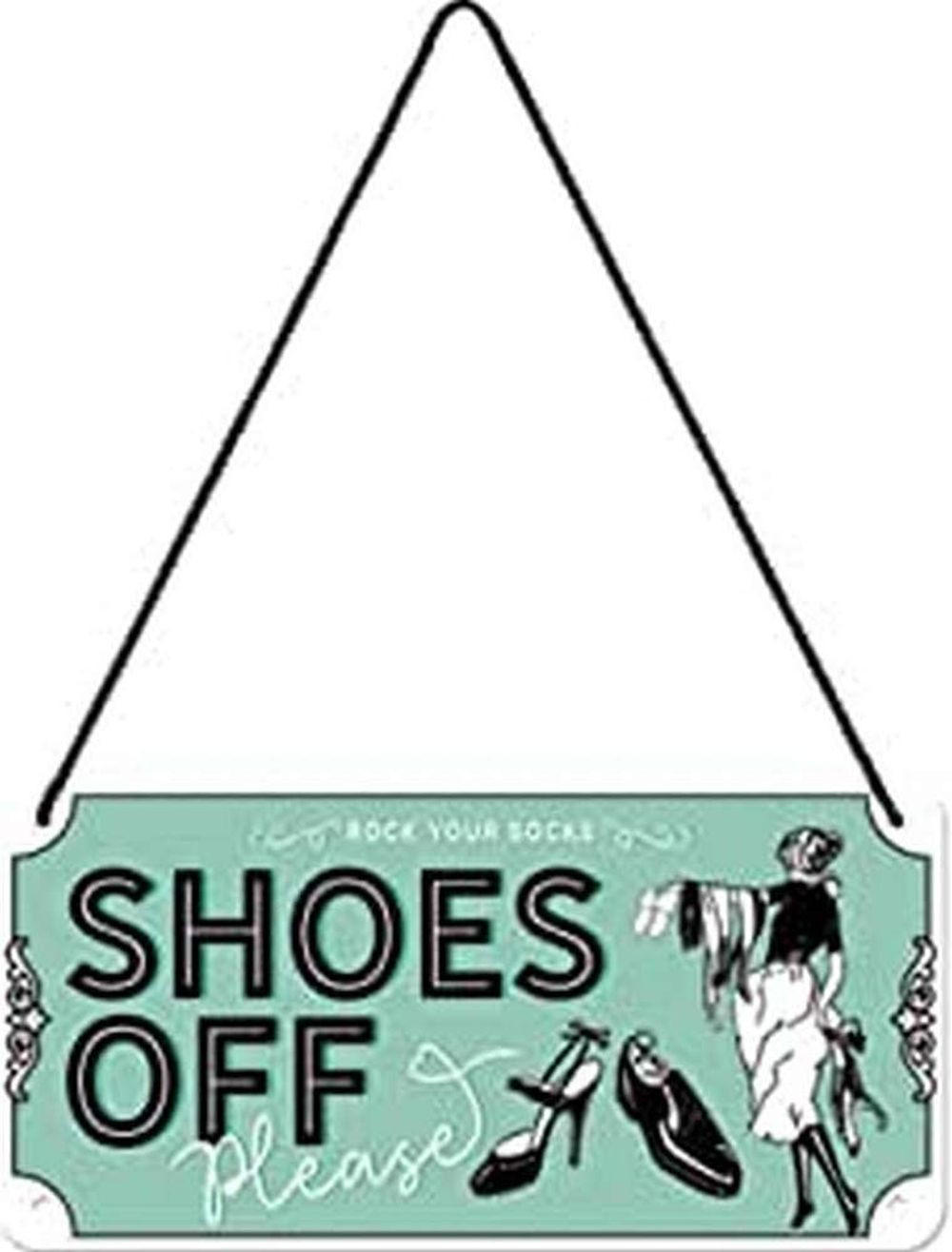 HÄNGESCHILD 10/20 cm Achtung Shoes Off - Multicolor, Metall (20/10/0.2cm) - Nostalgic-Art