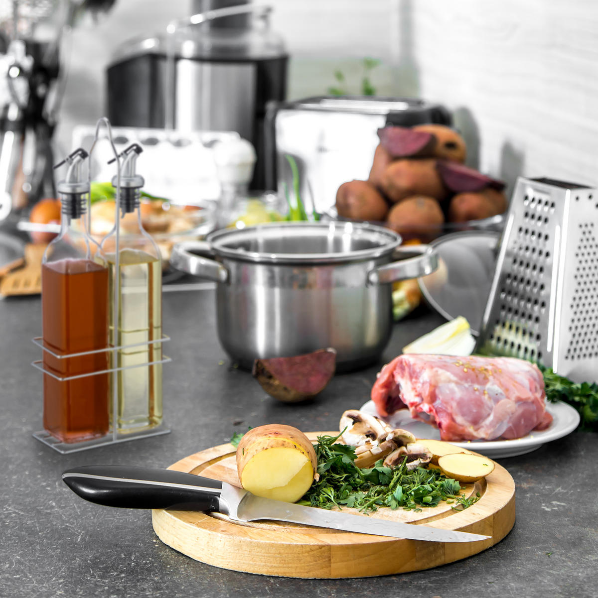 ÖLSPENDER-SET - Transparent, Glas/Kunststoff (13.5/34/7.5cm) - Relaxdays