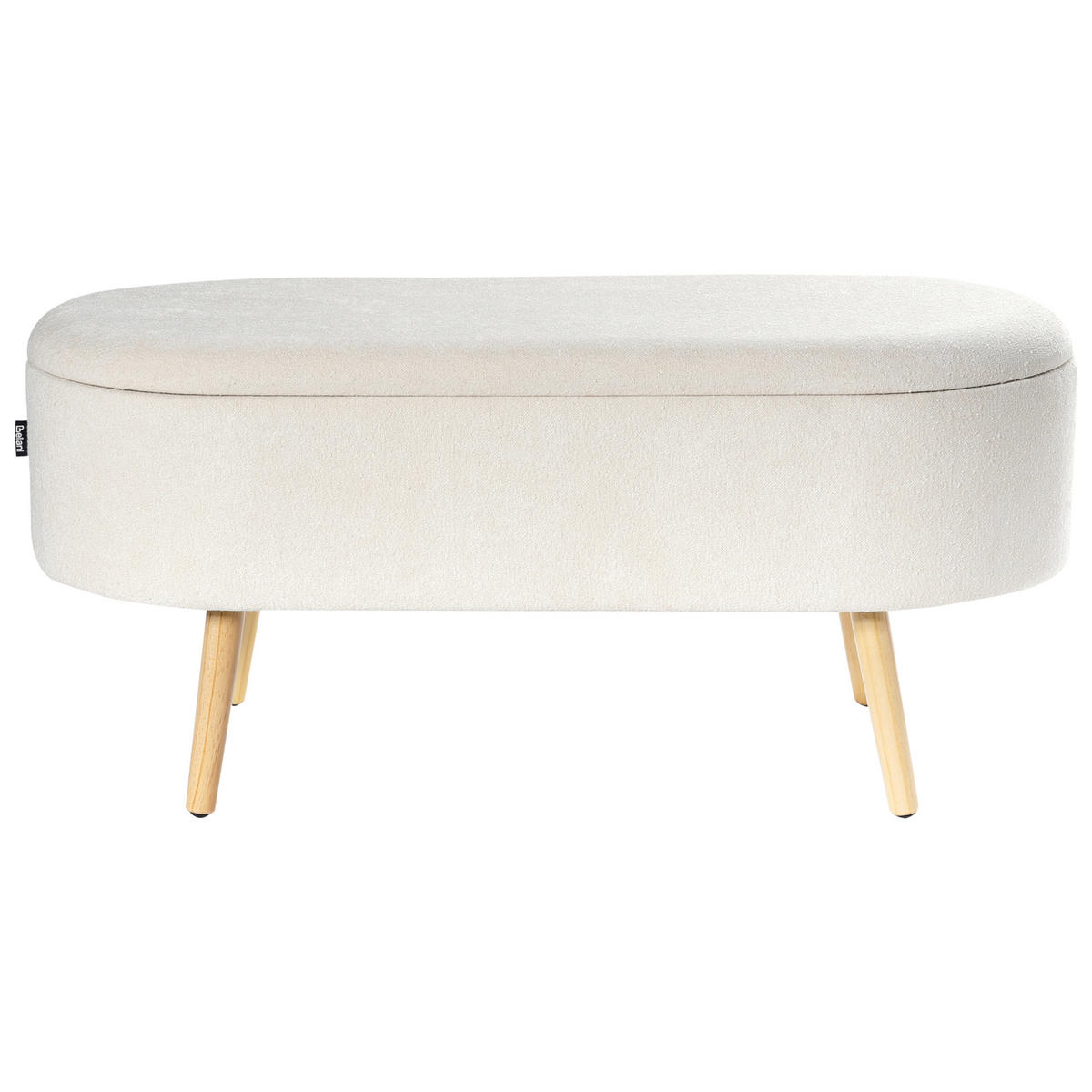 POLSTERBANK Cremeweiß Oklahoma - Creme/Braun, Naturmaterialien (100/46/37cm) - Beliani