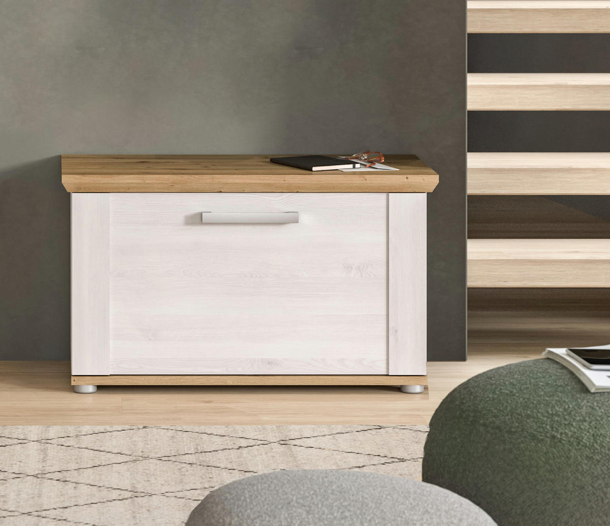 SITZBANK Verona Garderobe in Sibiu Lärche Nb. und Artisan Eiche Nb. B/H/T: 80x47x39 cm - Lärchefarben, Holzwerkstoff (78/45/37cm) - Homes & Jones
