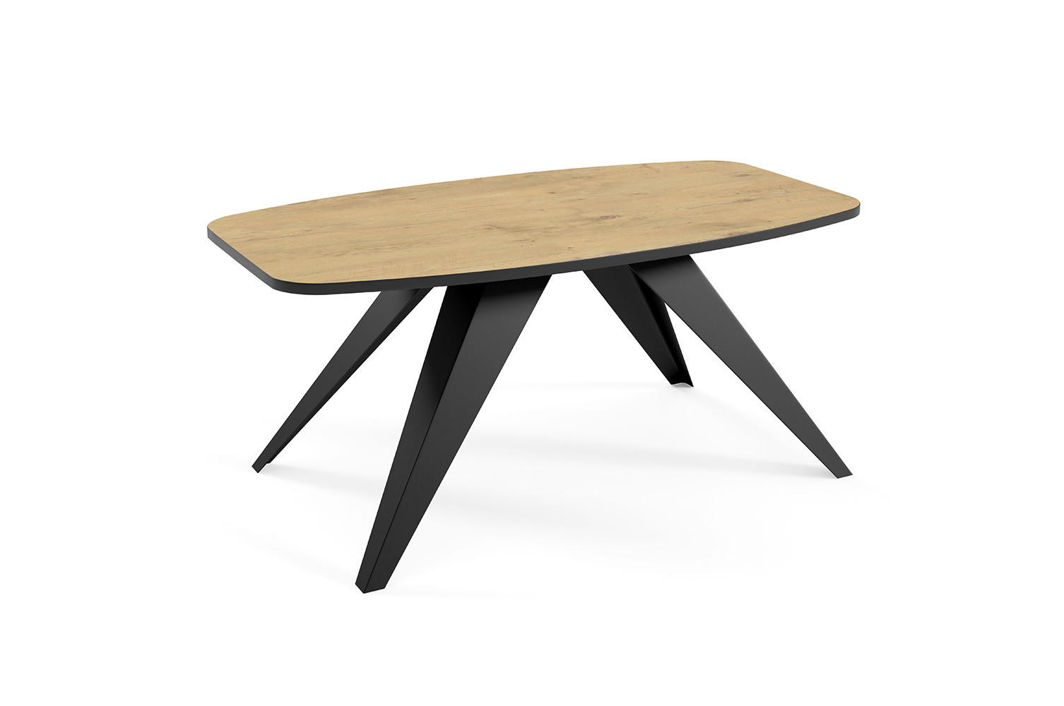 COUCHTISCH Luna Eiche Lancelot / Schwarz 120 / 60 / 48cm - Schwarz/Braun, Holz/Holzwerkstoff (60/120/48cm) - Feldmann-Wohnen