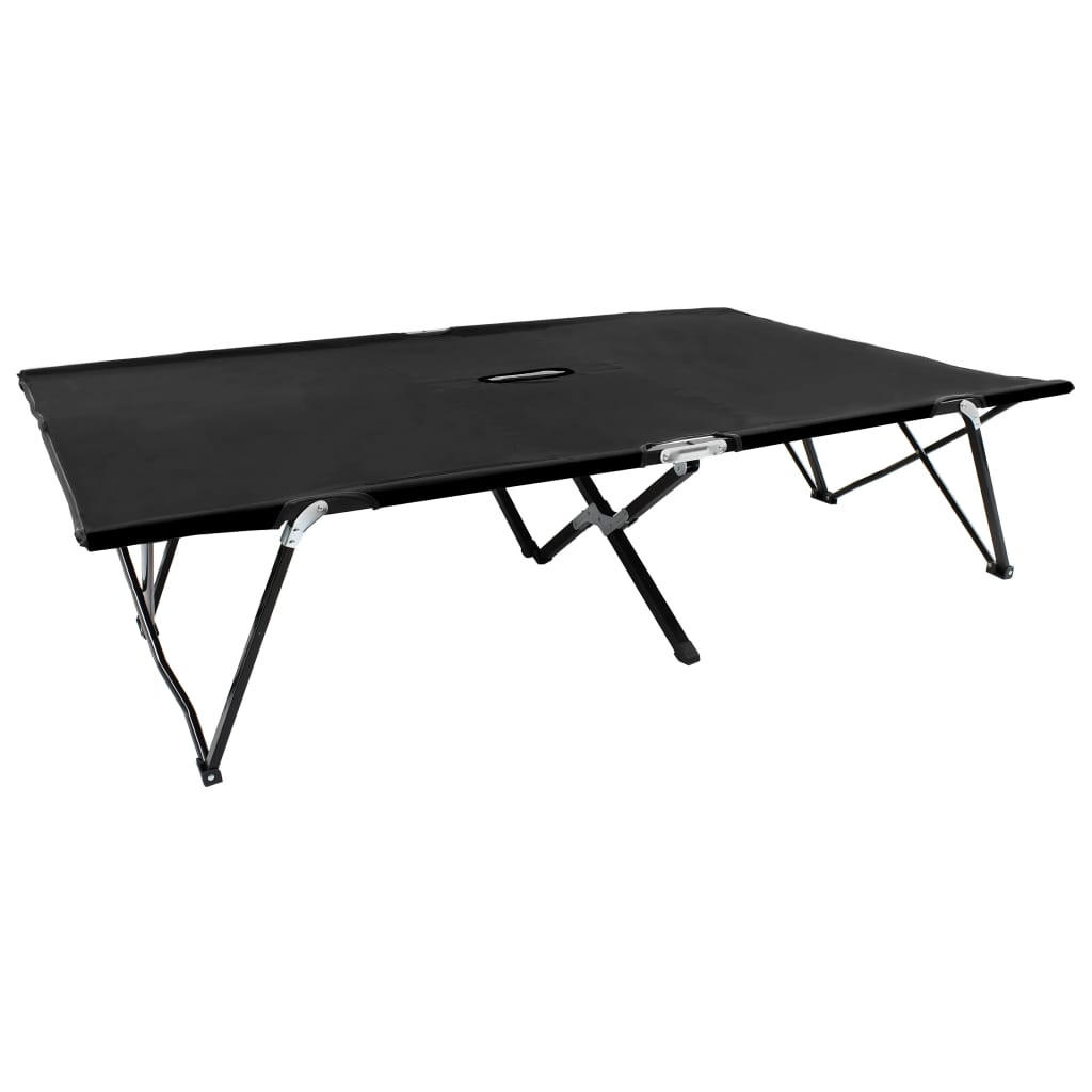 DOPPELLIEGE Klappbar Schwarz Stahl - Schwarz, Textil (125/40/193cm) - furnicato