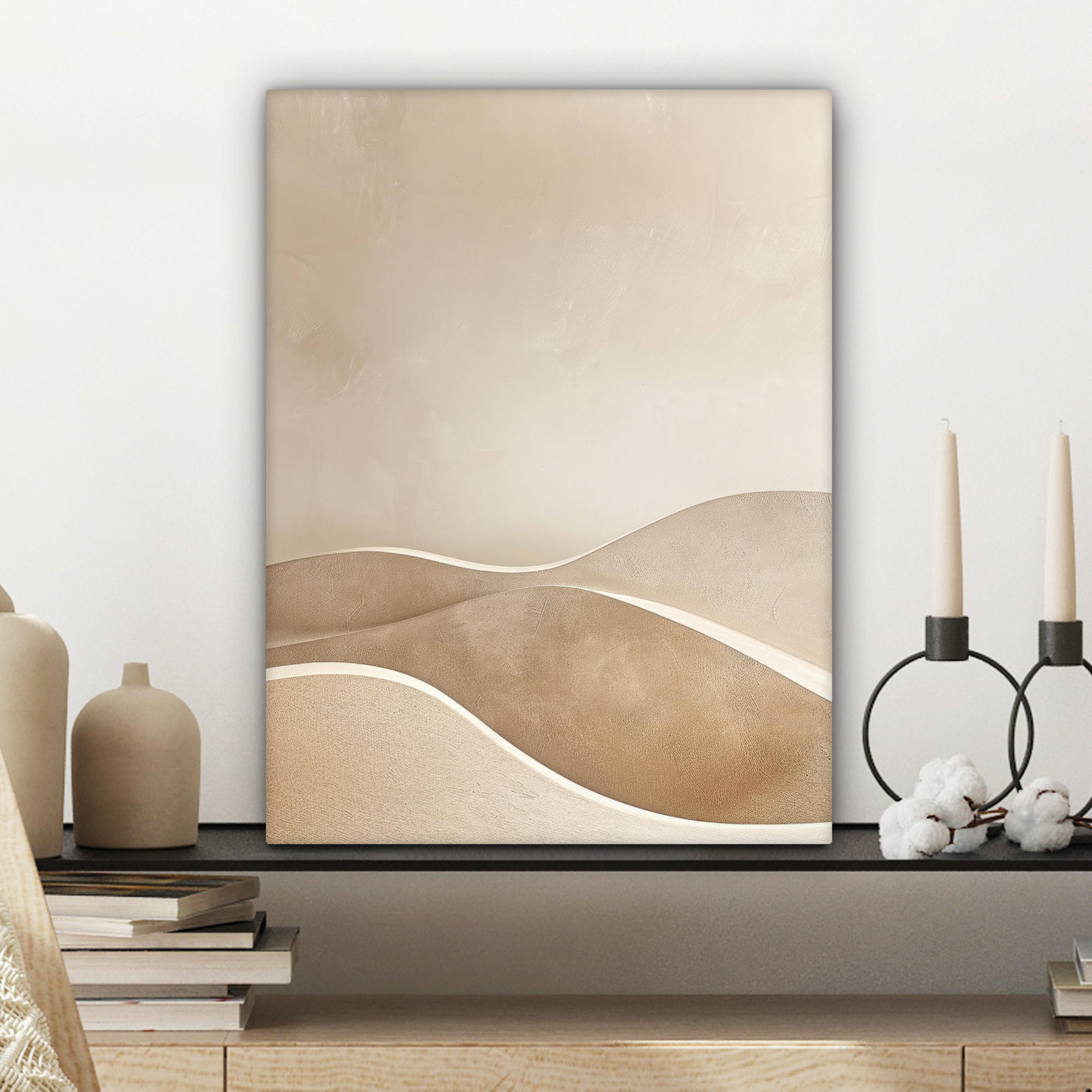 LEINWANDBILD Beige - Natur - Abstrakt - Modern 30x40 cm - Beige, Textil (30/40cm) - MuchoWow