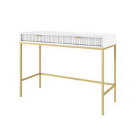 SCHMINKTISCH Nova Weiß, Golden Beine, Konsoletisch mit Schubladen - Goldfarben/Weiß, Holzwerkstoff/Metall (50/104/78cm) - Bettso
