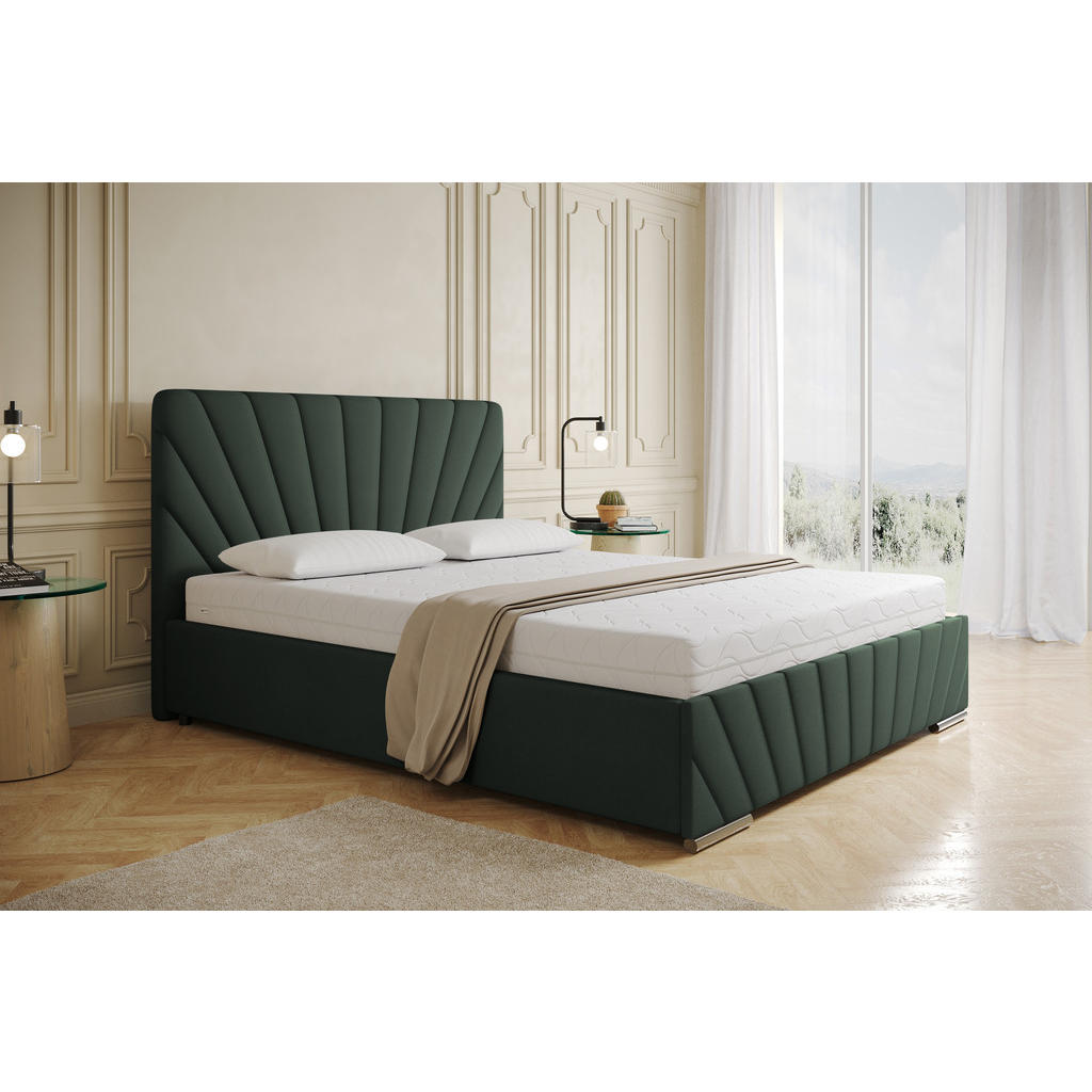 Thumbnail - Panda Möbel Polsterbett, Grün, Holz, Mode, 160x200 cm, Oeko-Tex® Standard 100, Schlafzimmer, Betten, Polsterbetten