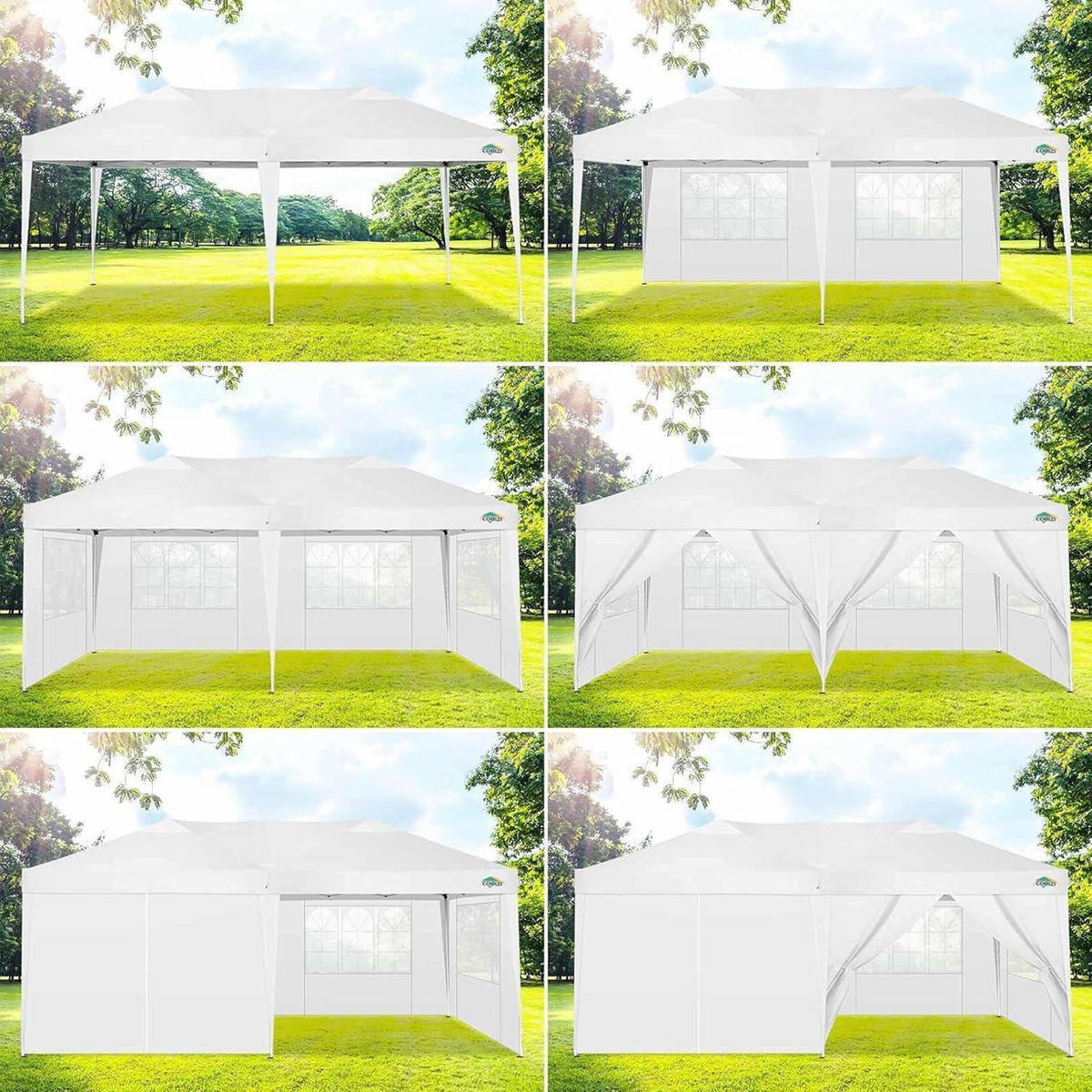 FALTPAVILLON 3x6m Weiß mit 6 Seitenwänden - Weiß, Textil (300/275/600cm)