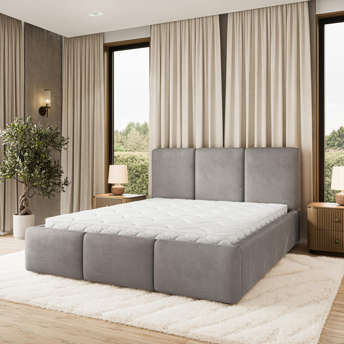 POLSTERBETT MORENA MGV 160x200 cm mit Bettkästen - Grau - Grau, Holz (160/200cm) - MASSENO