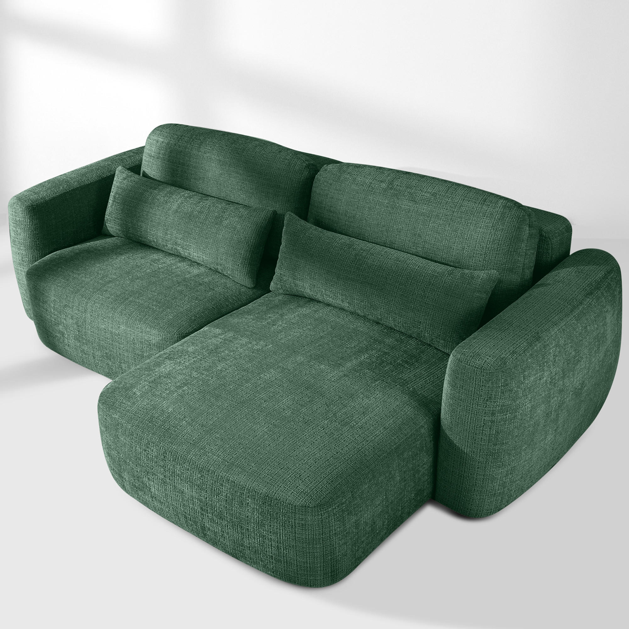Thumbnail - Konsimo® Ecksofa, Grün, Holz, Textil, 245x165 cm, Wohnzimmer, Sofas & Couches, Wohnlandschaften, Ecksofas