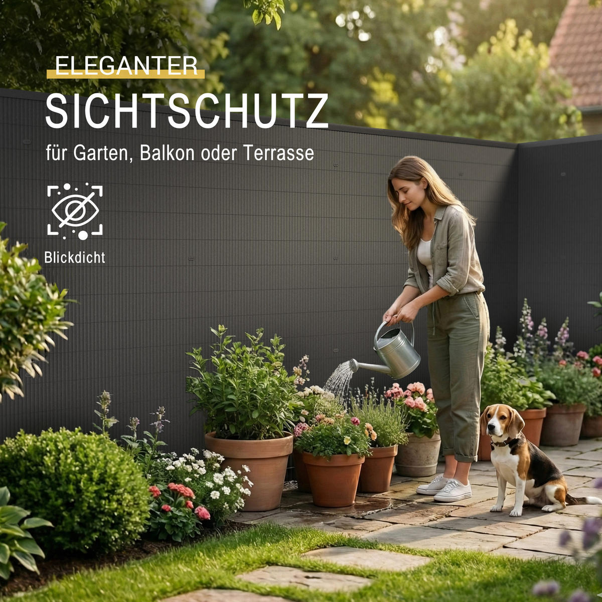 SICHTSCHUTZZAUN SolVision P12 100x500cm PVC Anthrazit - Anthrazit, Kunststoff (500cm) - Sol Royal