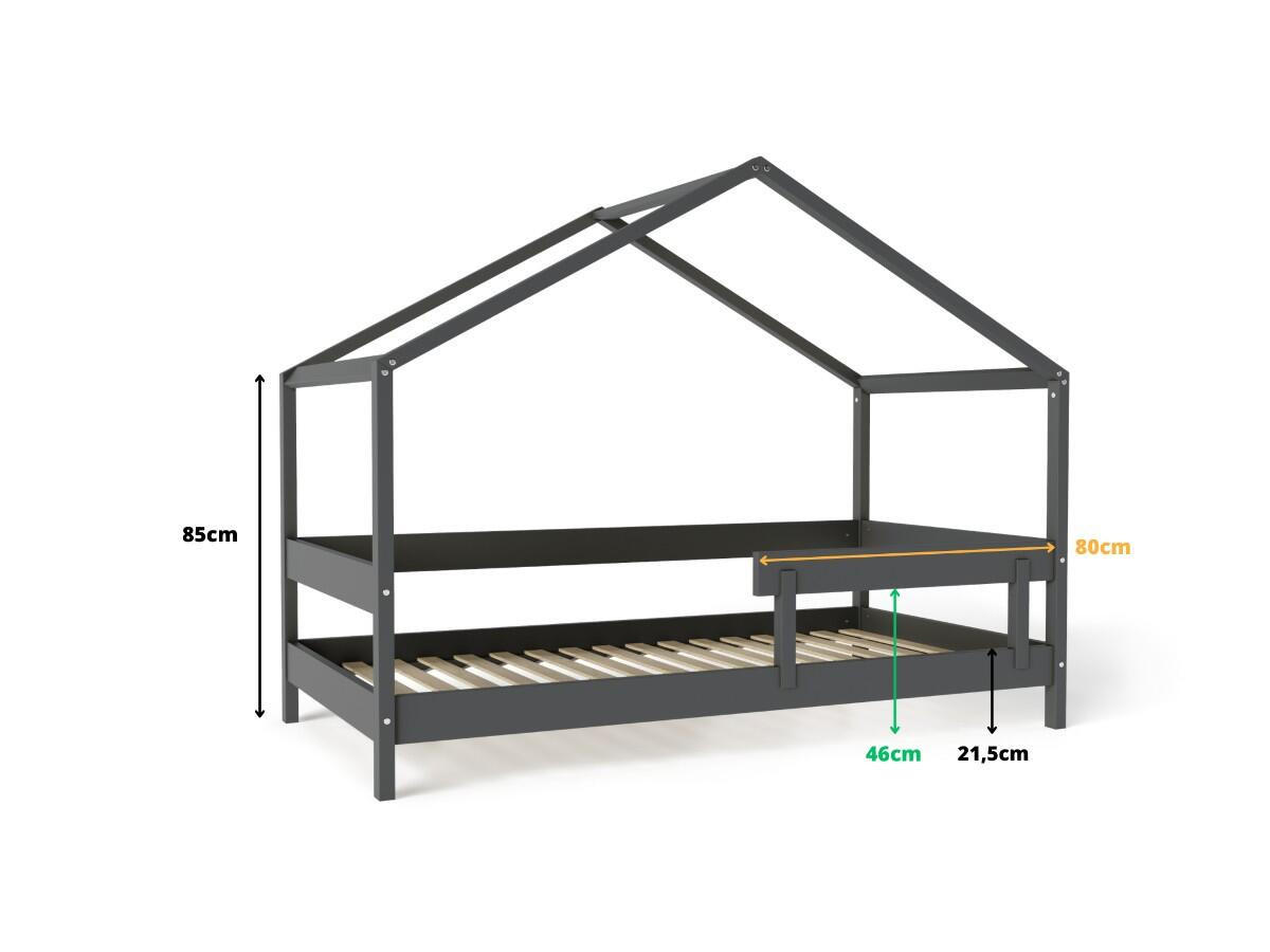 HAUSBETT HYTTE Schwarz 89x169x135 cm - Schwarz, Holz - FURNLUX