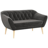 SOFA Pirs 2 Sitzer Velvet Grau - Braun/Grau, Holz/Textil (140/75/74cm) - MKS