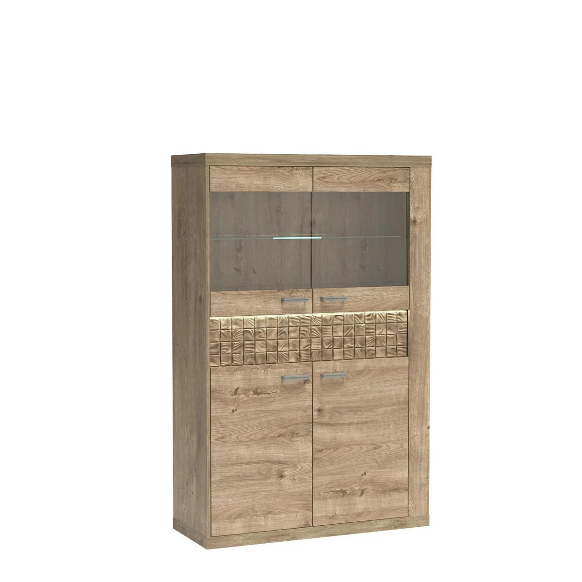 VITRINENSCHRANK NATURAL N-05 - Eichefarben, Holzwerkstoff (102/160/41cm) - Meblini