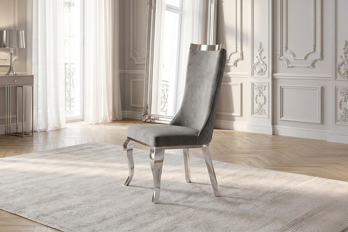 ESSZIMMERSTUHL SELENA Grau Velvet (1er-Set) - Grau, Textil (54/109/64cm) - KAWOLA