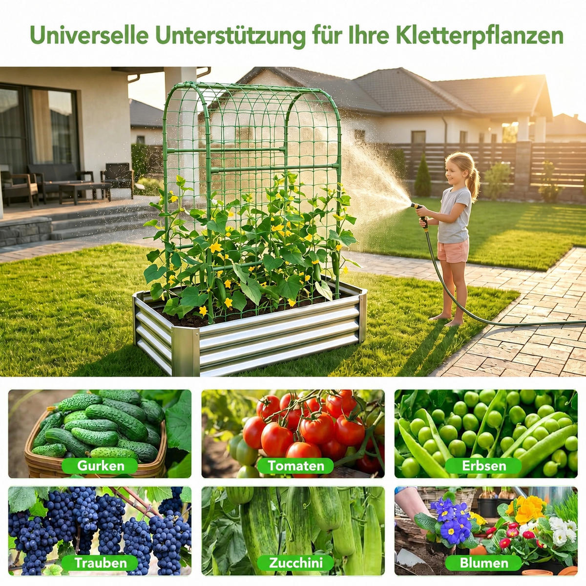 HOCHBEET 120/60/150 cm Silber Metall mit Gitter - Silberfarben, Metall (60/150/120cm) - Oxeza