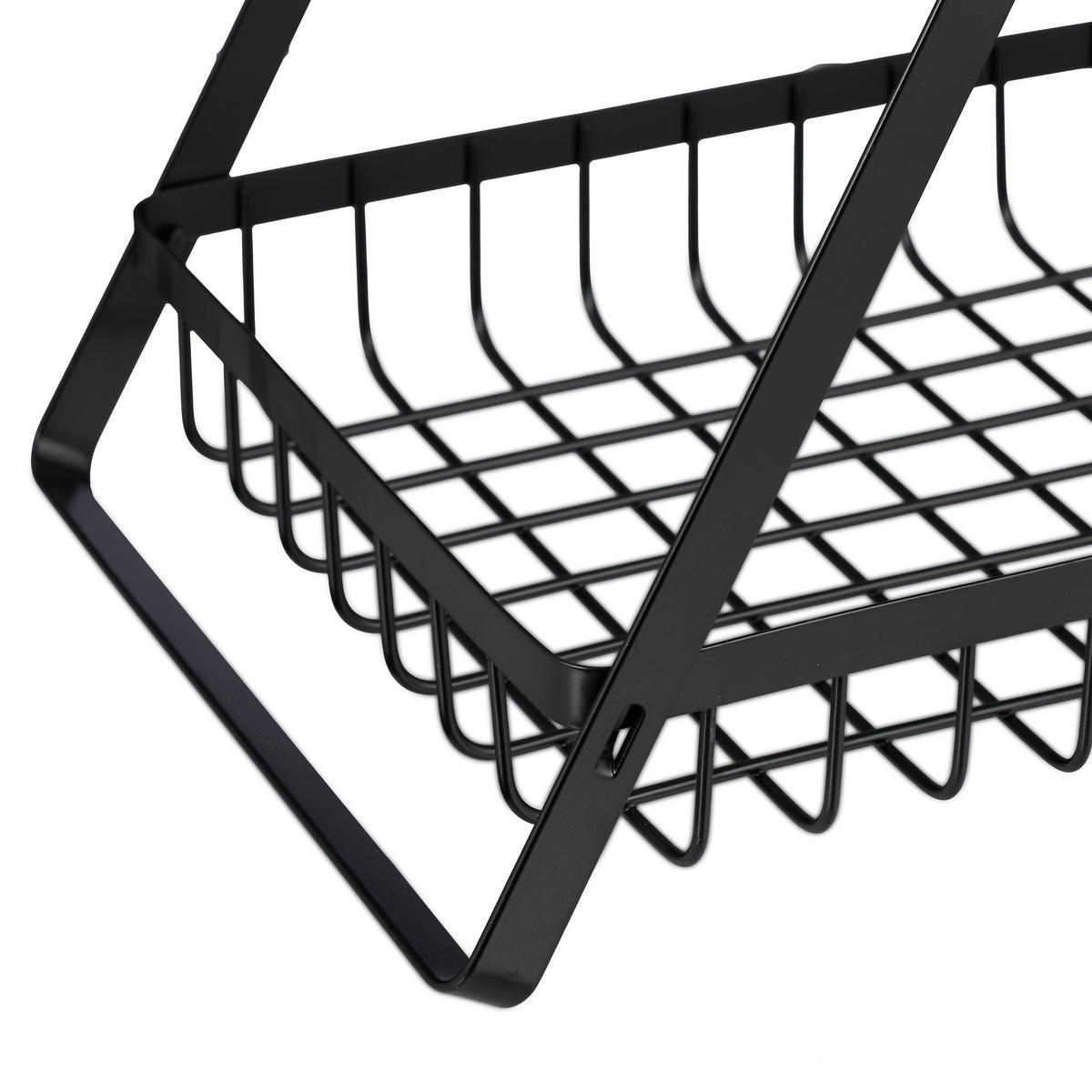 OBSTKORB-ETAGERE - Schwarz, Holz/Metall (18/28cm) - Relaxdays