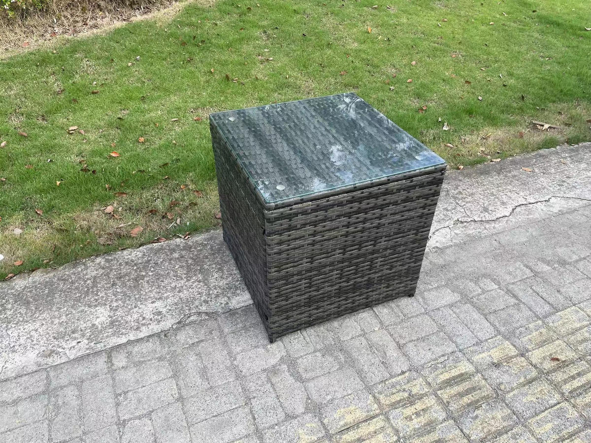 GARTENSET mit Beistelltisch Polyrattan 8-Sitzer - Dunkelgrau, Metall - Fimous