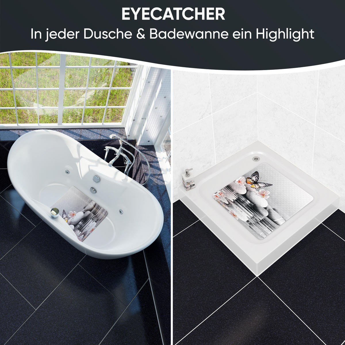 BADEMATTE Vanesa - Grau, Kunststoff (53/53cm) - Sanilo