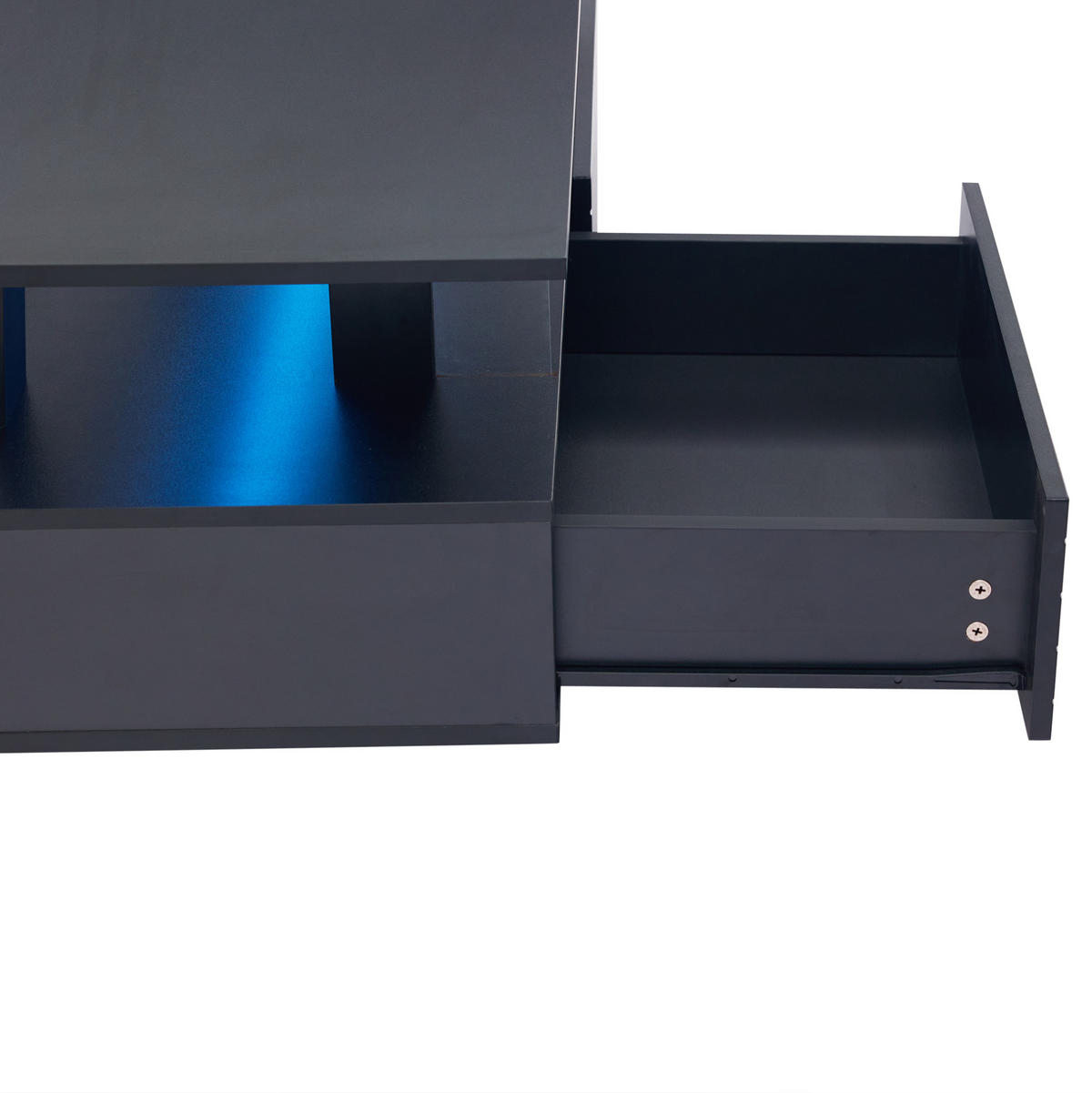 COUCHTISCH 100/50/42 cm schwarz mit LED-Beleuchtung App-Steuerung 2-Schubladen - Schwarz, Holzwerkstoff (100/50/42.5cm) - OKWISH