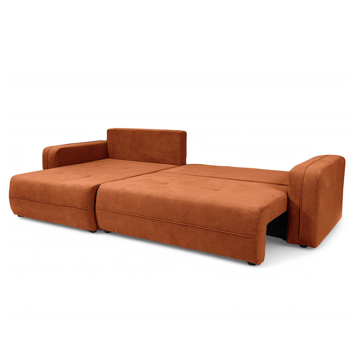 ECKSOFA mit Schlaffunktion - 272 cm - Schwarz/Orange, Kunststoff/Textil (272/145cm) - home24
